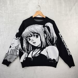 Black Air Global Spread Sweater Medium Black Death Note Misa L Manga Anime AOP